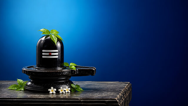 shiva lingam, lord mahadev photo with copy space for poster and banner