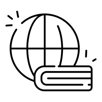 Globe with book, linear design of global learning 

