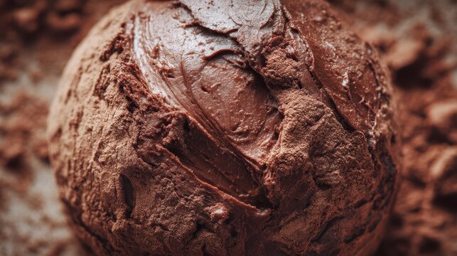 Close-up of a rich chocolate ice cream scoop with detailed texture and creamy appearance