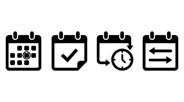 Minimal rounded calendar vector icon set
