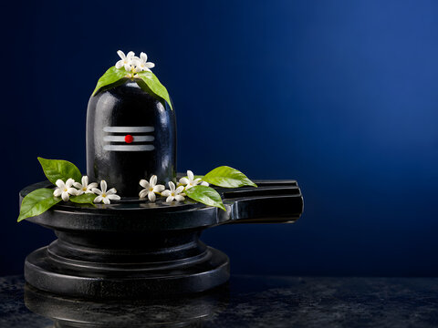 shiva lingam, lord mahadev photo with copy space for poster and banner