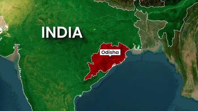 Odisha State Highlighted on India Country Map Animation