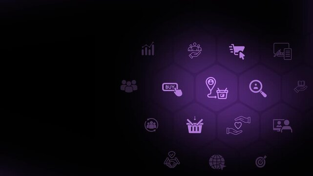 Customer journey idea. Animation of customer behavior analysis and marketing strategy. Social media marketing, online marketing and other platforms marketing strategy. 4k video.  