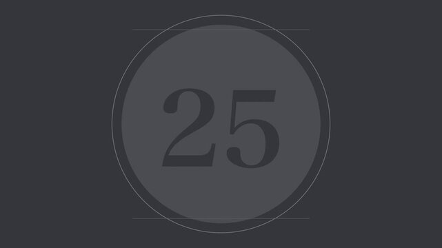 Gray 30 second japanese style countdown timer from 30 to 1 with kanji numerals, zen minimal