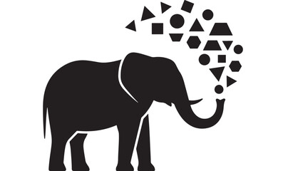 Obraz premium Elephant Silhouette with Geometric Shapes Pattern as Creative Icon for Playful Design, Background Concept, Vector Style