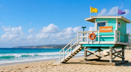 Obraz premium Colorful Lifeguard Tower on Sunny Beach