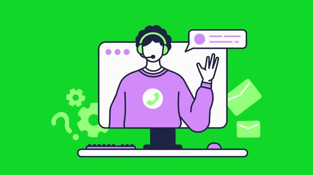 Man Sitting on Window Frame Vector Animation Green Screen | Cartoon Character Motion Graphics 4K