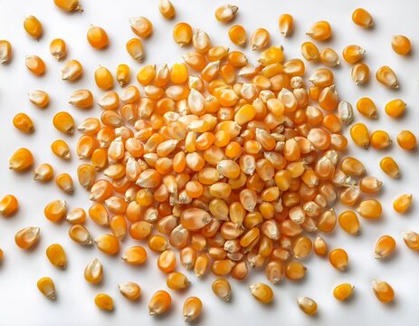 scattered corn kernels in a repeating pattern on white background