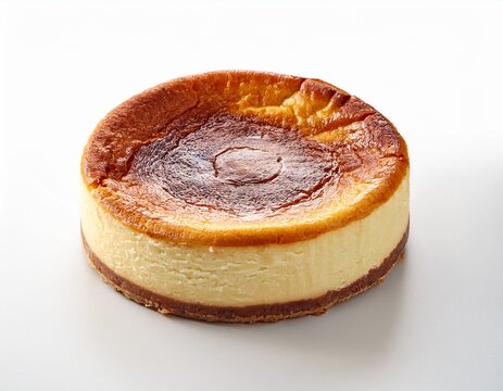 basque cheesecake isolated on white background