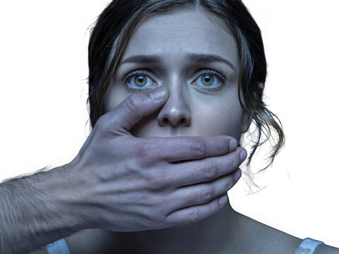 Woman silenced isolated on transparent background