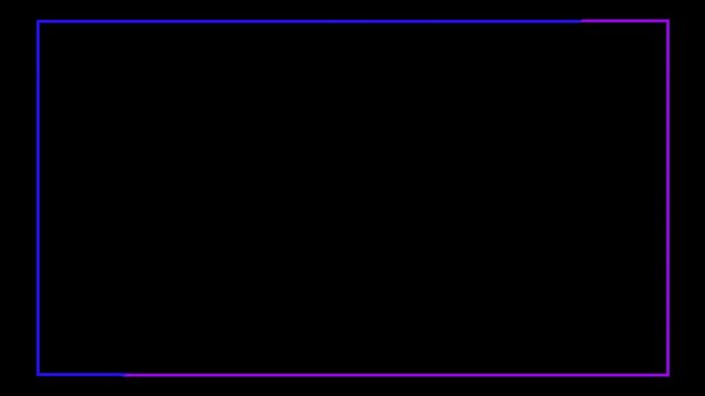 A rectangular frame made of two moving neon lights. A popular abstract background overlay, seamless vaporwave animation.