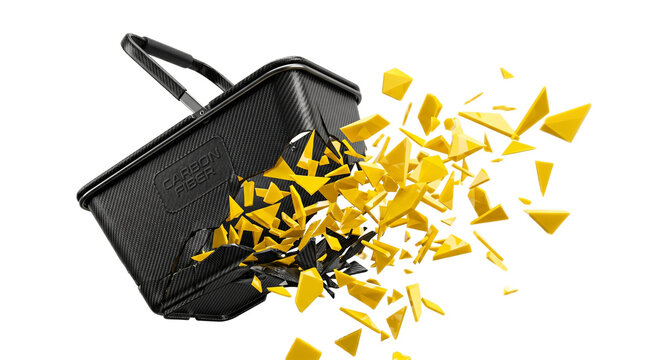 A black briefcase exploding with yellow fragments on transparent background Typical brazilian food,