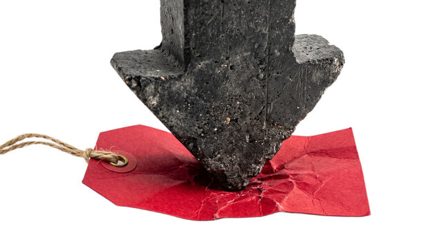 A close-up of a rusty old axe head with a red tag on a transparent background Typical brazilian food,