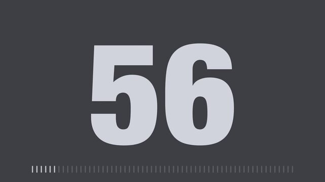 Gray 60 second minimal countdown timer from 60 to 1, giant bold typography numbers