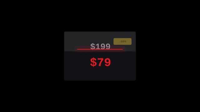 Black Friday price strikethrough discount animated alpha