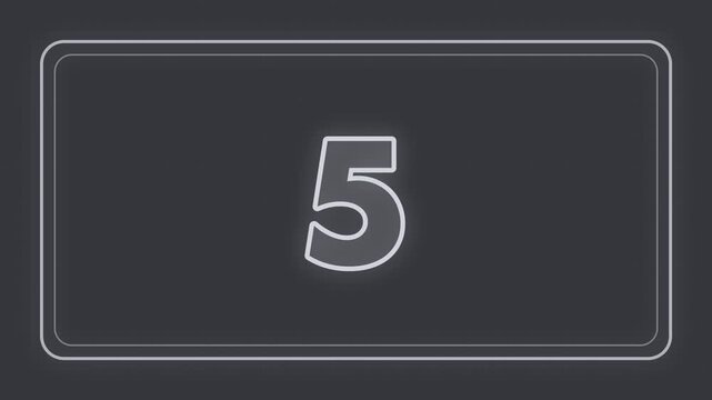 Gray 10 second neon countdown timer from 10 to 1, glowing neon sign number animation
