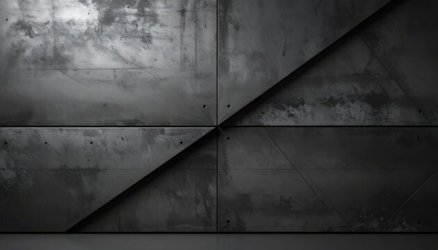 Dark Industrial Metal Panel Texture with Geometric Patterns and Scratches