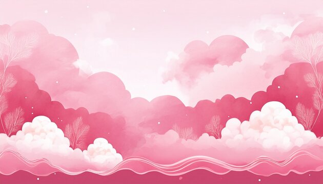 sugar watercolor cotton pink clouds design background