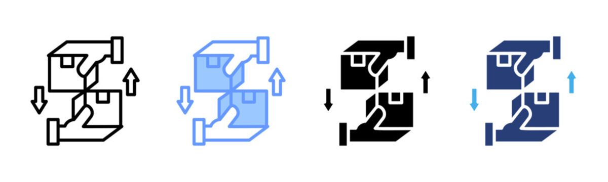 Interchangeability icon set multiple style collection