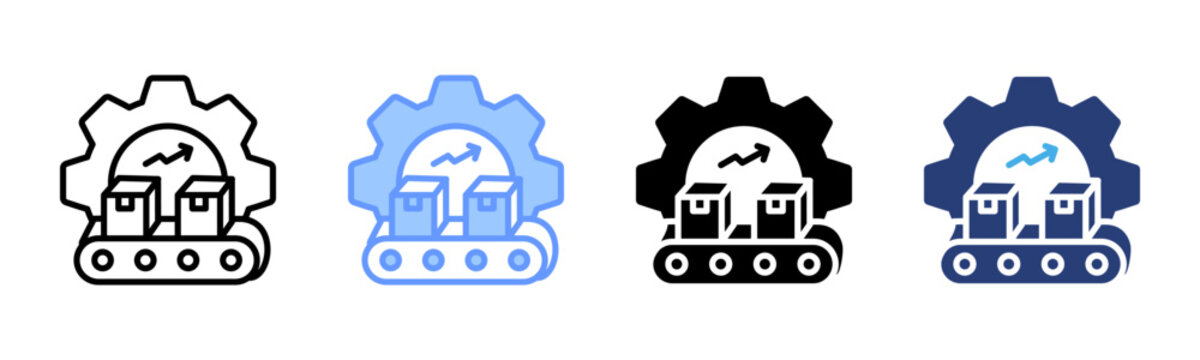 Lean Manufacturing icon set multiple style collection