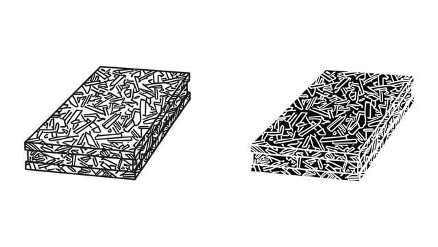 Vector illustration of oriented strand board osb panel, engineered wood product consisting of compressed wood flakes, construction material icon