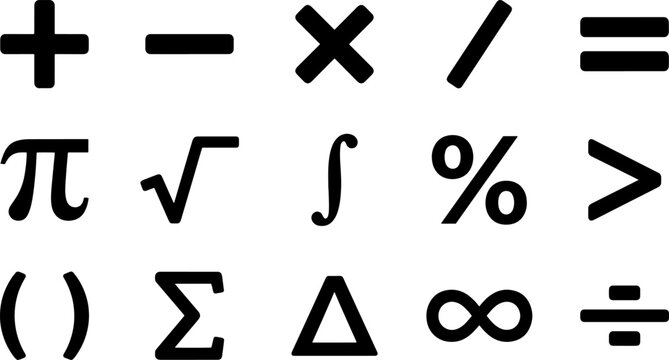 Set of basic mathematical symbols and operators