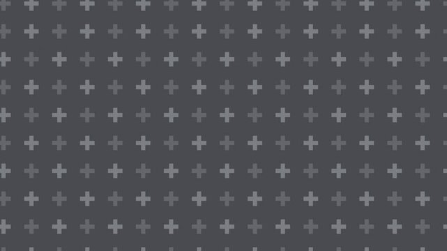 Gray plus sign pattern scrolling steadily, swiss minimal seamless loop background