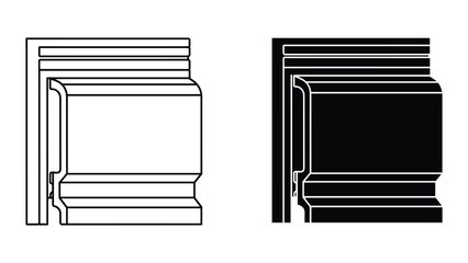 Architectural molding profile vector illustration, decorative wall paneling element, classic interior trim design, baseboard or crown molding cross section © Shahriyar