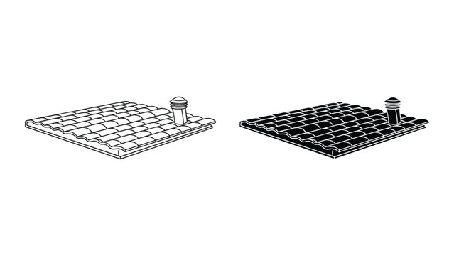 Roof with chimney icon set, simple style roof with chimney vector icon isolated on white background for web design