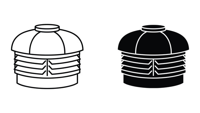 Roof ventilation cap icon set, chimney vent cover, ventilation system element, vector illustration isolated on white background