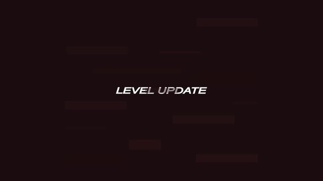 Level Up Typography Animation on Black Background. Gaming Progress, Achievement and Upgrade Concept in 4K
