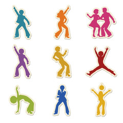 Obraz premium Retro Vintage Style Disco Theme Sticker Icon with Vibrant Colors and Funky Design