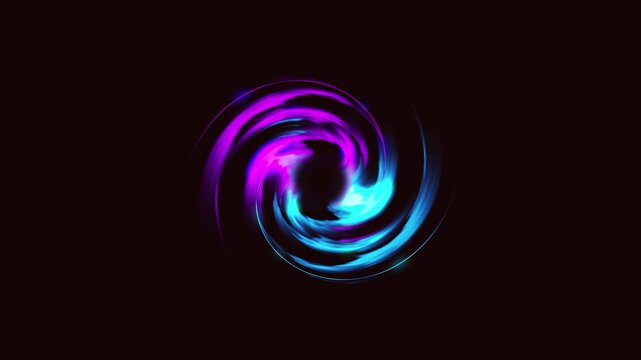 Dynamic abstract vortex of purple and cyan light background swirls in perpetual motion, capturing energy and transformation 4k video
