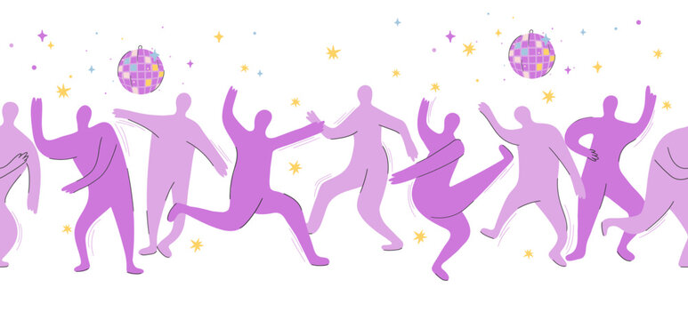 Dancing Silhouettes Seamless Vector Border
