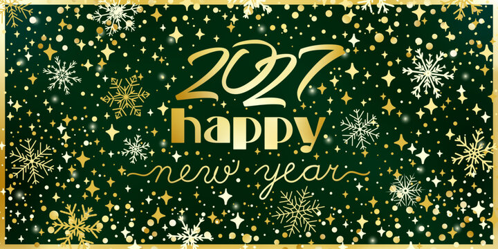 2027 Happy New Year Gold Vector Banner