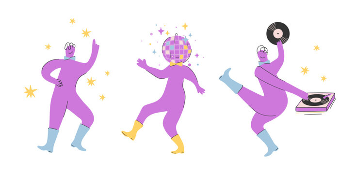 Playful Disco Dancers Clipart Vector Set