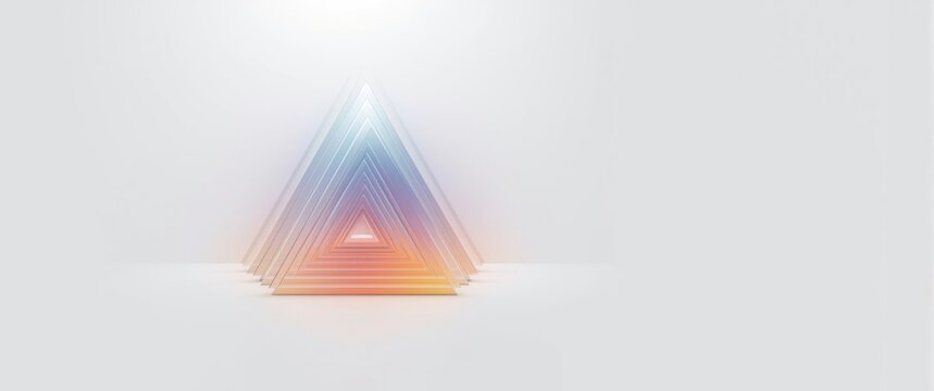 Illusive Penrose triangle figure showcasing gradient hues against a stark white background
