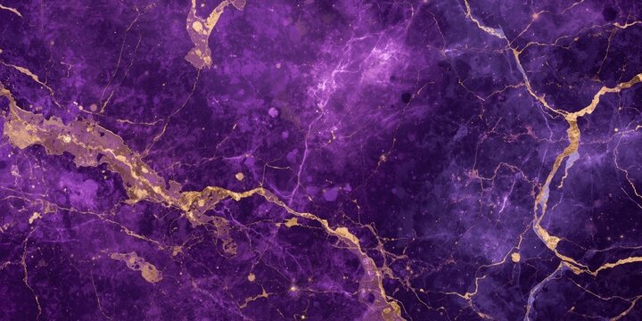 Purple Marble Texture with Golden Veins and Cosmic Flair