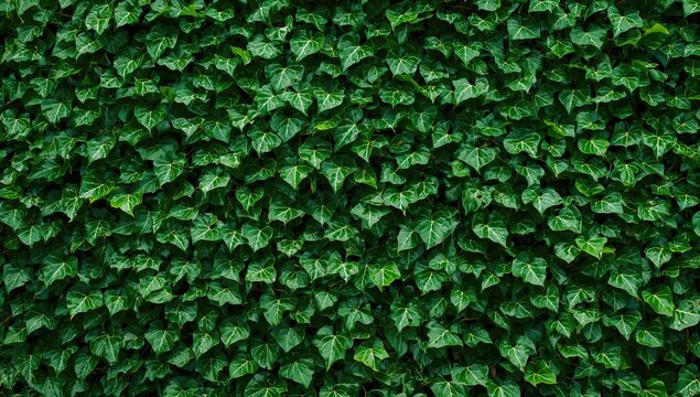 Dense Green Ivy Leaves Forming a Natural Background Texture