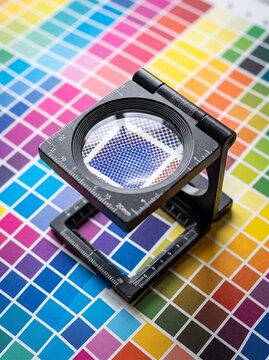 Magnifying Glass on CMYK Color Test Chart