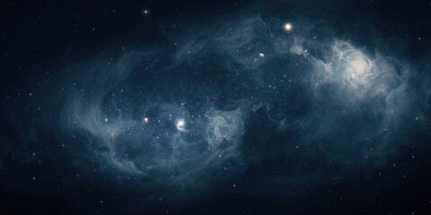 Cosmic Nebula with Glowing Stars and Dark Background in Deep Space © AkuAku