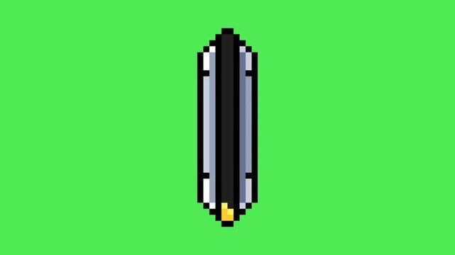 vertical yellow indicator in pixel art style with green screen background