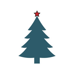 Obraz premium Blue Christmas Tree Vector Icon Minimal Holiday Pine Symbol Isolated on White Background
