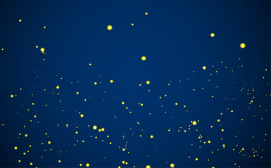 Fototapeta premium Elegant dark blue festive backdrop with glowing yellow confetti stars and soft light effect