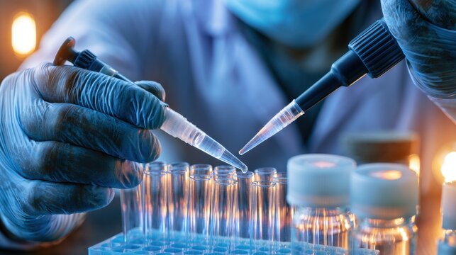 Scientist Performing Precise Liquid Transfer in Laboratory