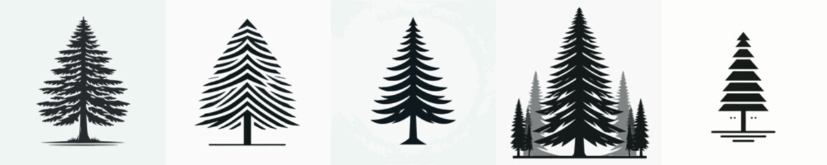 Obraz premium Cedar Tree Silhouette Vector Illustration