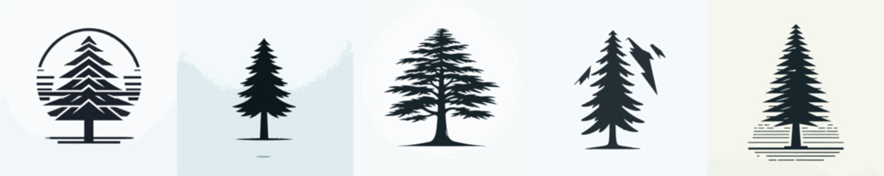 Cedar Tree Silhouette Vector Illustration
