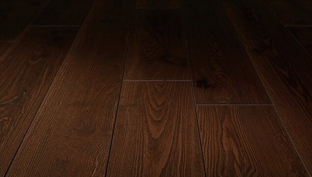 Dark Wooden Floorboards in a Closeup View with Textured Grain