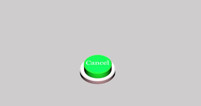 Pressing 3D cancel button animation. With cancel button text being pressed down on a transparent background pressing cancel button high quality 4k footage animation
