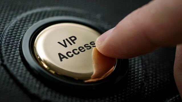 Vip access button concept with finger pressing premium membership control